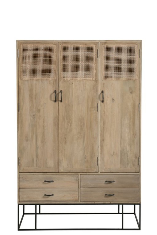 J-Line cabinet Woven - 3 doors + 4 drawers - wood - natural