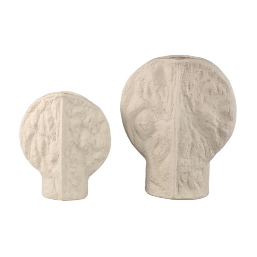 Linos Taupe Matt Ceramic Structure Round Vase S