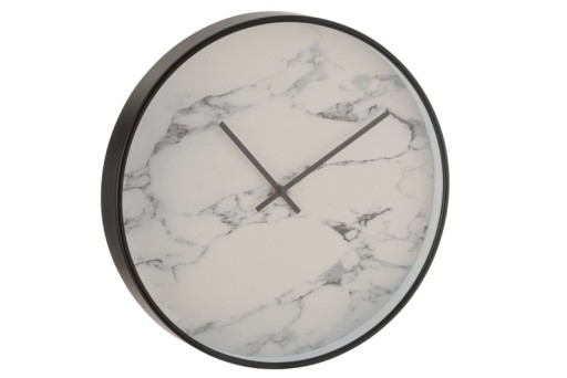 J-Line Marble clock - plastic - black - Ø 40 cm