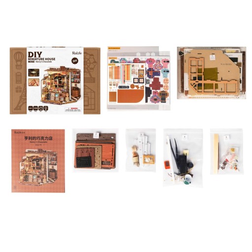 Robotime, Henry's Chocolate, DIY Miniatuurhuis, DG174, 23,5x17,5x22,0 cm