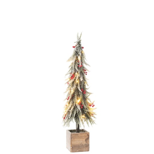 J-Line Kerstboom+Led Kunststof Sneeuw Groen/Rood Large
