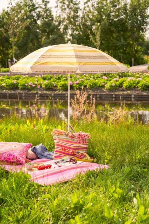 Stripe Strandparasol - H180 x Ø160 cm - Geel