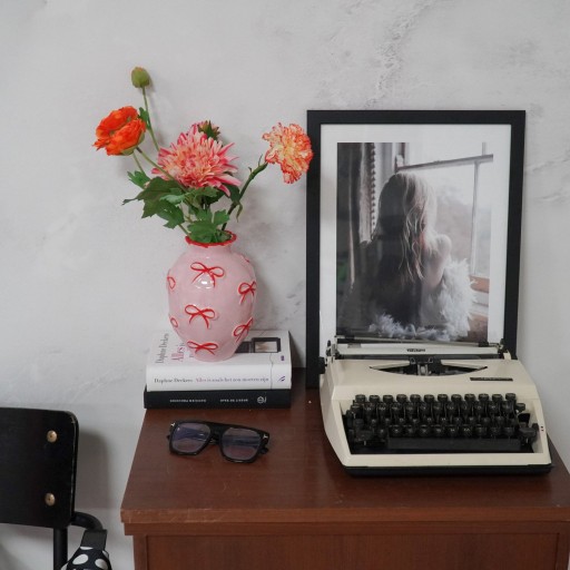 Vaas - Bloemvaaslinten - Lichtroze/rood -13,5x13,5x19cm