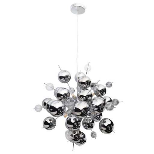Pendelleuchte "EXPLOSION" chrom aus Metall und Glas, G9 Fassungen, Hängelampe für Esszimmer, Wohnzimmer, Diele oder Büro, Øca. 65 cm