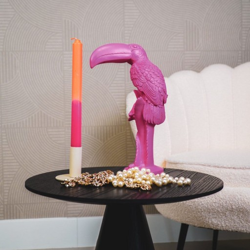 Ornament - Toucan - Polyresin - Pink - 18x9,5x29,5cm