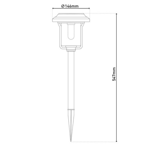 Solar-deco-earth spit "Simon" 54.7 cm high, made of black metal and structured glass, integrated LED, warm white.