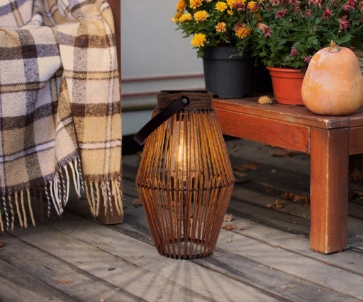 LED solar light "Korbinian" for garden and terrace, decorative lamp made of metal and plastic cord covering in nature, LEDs firmly installed, solar lamp for outside 30 x 18 cm