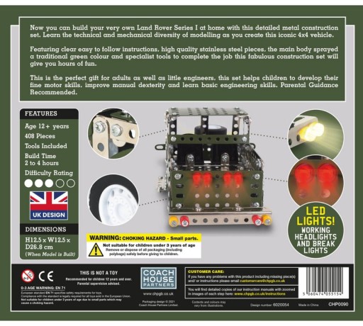 Coach House 3D metal kit Land Rover Inclen Illuminated headlights, CHP0090, 26.8x12.5x12.5cm
