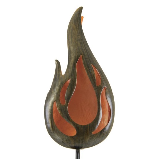 LED-Solar Erdspieß "FLAMME" Außen Erdspieß aus bronzefarbenem Metall und Kunststoff, mit integrierter LED