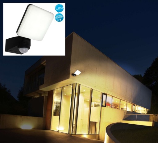 LED external wall lamp "Jaro" with 360 ° motion detector, made of plastic in anthracite, with integrated LED