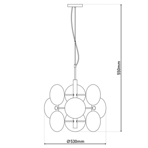 Pendelleuchte "ORION" Ø ca. 53 cm amber, aus messingfarbenem Metall und Glas in amber, G9-Sockel, Beleuchtung für Wohnzimmer, Esszimmer oder Büro.