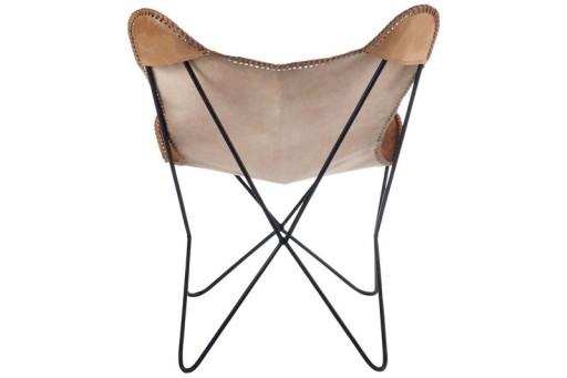 J-Line Lounge chair - leather/metal - cognac