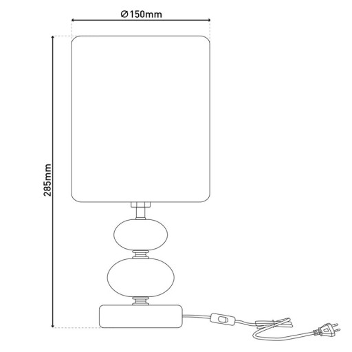 Fabric, table lamp "Mali", table lamp, textile in black, with E14 socket, for dining room, living room, hallway or office, table lamp for living room or dining room, bedside lamp 28.5 cm high