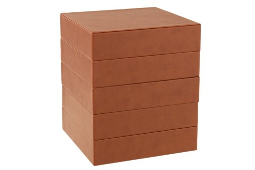 J-Line Jewelry Box 4 Pieces Faux Leather Cognac