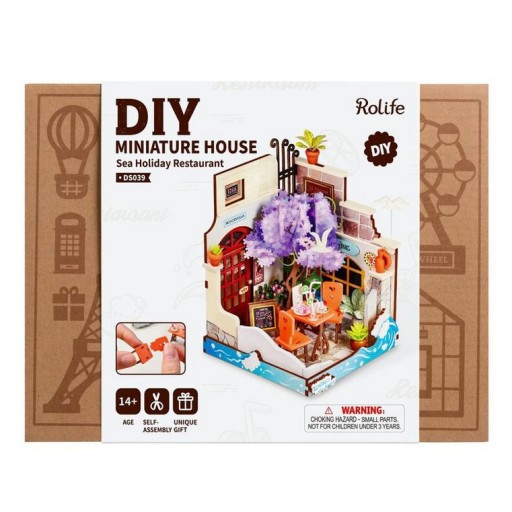 Robotime, DIY Huisje, Sea Holiday Restaurant, DS039, 10x9,x13cm