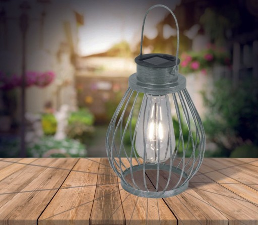 LED Deko-Solarleuchte 21,5 cm hoch, für Außen, aus Metall, Glas und Kunststoff, Silber, mit fest verbauter