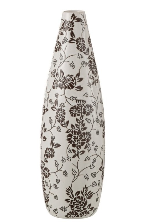 J -Line Vase Zen - Porcelain - White/Black - 53 cm high