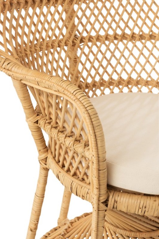 J-Line Pauw Rattan chair with cushion - jute - natural