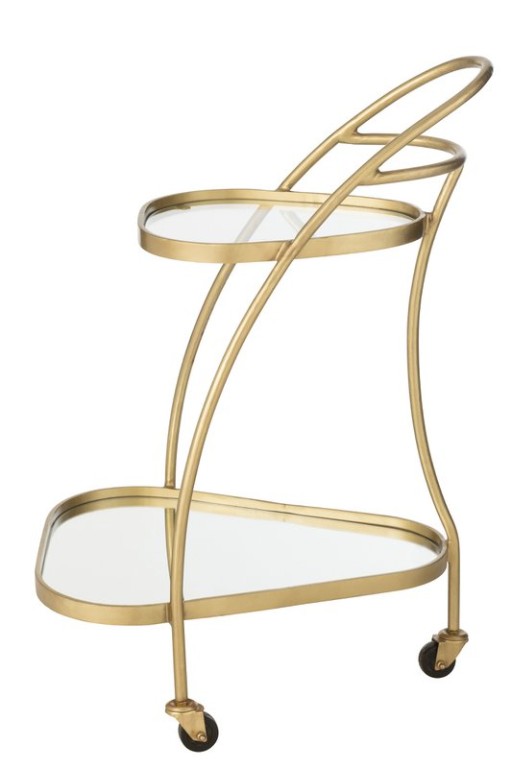 J-Line Service Cart Triangular Metal/Mirror Gold