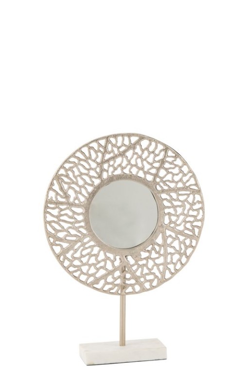 J-Line mirror Coral Base Marble - metal - champagne