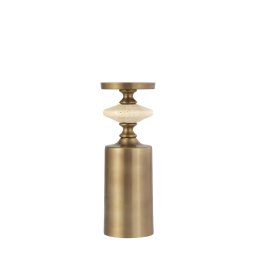 Nikolaos Brass Candleholder Travertine Round M