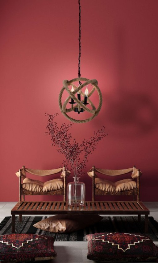 Pendant lamp "Regia", black metal, hemp rope, E27 socket, lighting for living room, dining room or office, 43 cm diameter