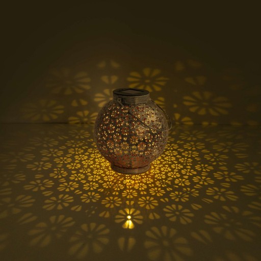 2 Set LED decoration solar light Ø 18 cm outside decoration made of metal in silver with integrated LEDs