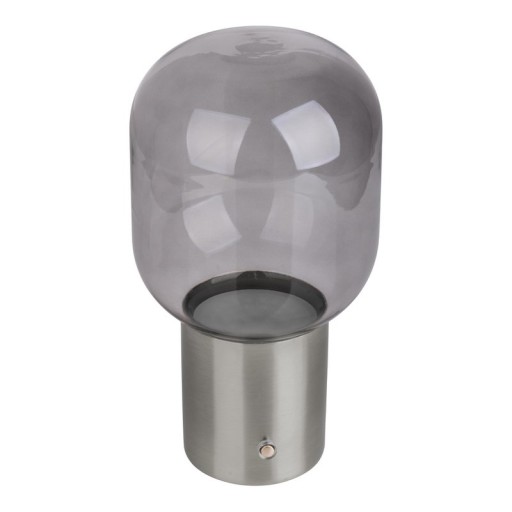 Akku-Tischleuchte "ALBERO" Deko-Tischleuchte aus chromfarbenem Metall und Glas mit fest verbauten LEDs, dimmbar mit Berührungssensor, 25 cm hoch