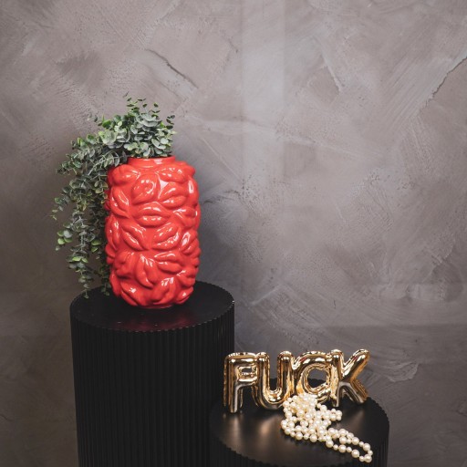 Vaas - Kusjes - Keramiek - Rood - 17x17x27cm