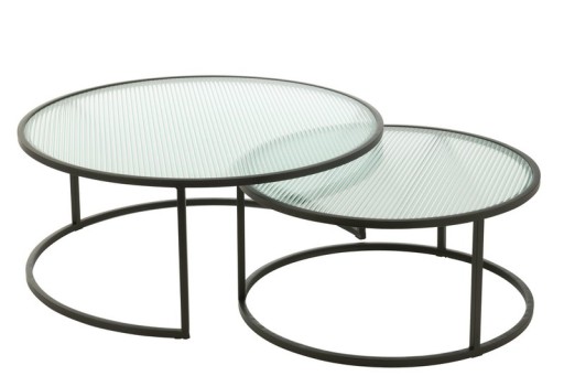 J -Line Coffee Table Round - Metal/Glass - Black