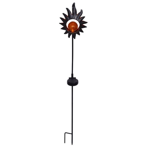 LED solar skewer "Sun" 93.5 cm, for outside, metal and glass earth skewer in black, with integrated LED