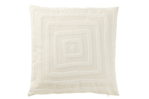 J-Line Cushion Motif Squares Polyester White
