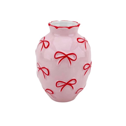 Vaas - Bloemvaaslinten - Lichtroze/rood -13,5x13,5x19cm