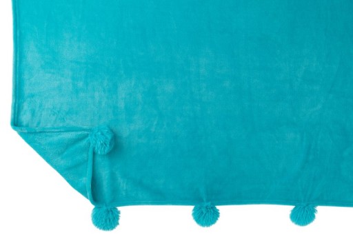 J-Line Plaid Pompom Polyester Azure