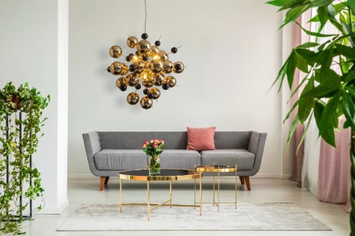 Pendant lamp "explosion" of metal and glass, G9 versions, hanging lamp for dining room, living room, hallway or office, Øca. 65 cm