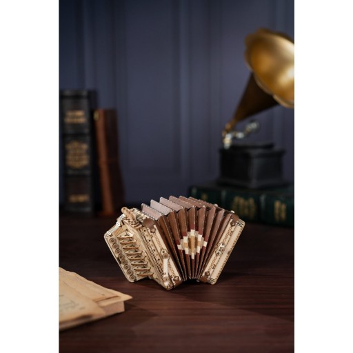 Robotime, 3D Houten Puzzel Muziekinstrument Accordion, TG410, 17x7,5x9,5cm