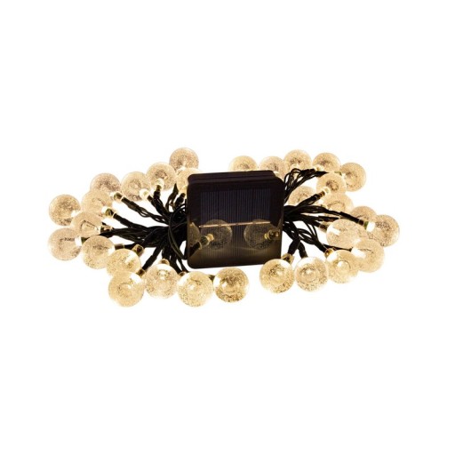 Outdoor light chain with decorative balls in glass look, 868 cm long, warm white,