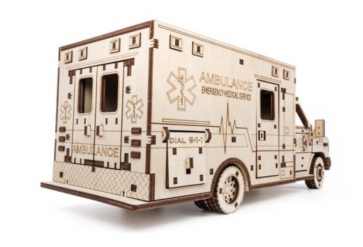 DIY 3D Mechanical Model Ambulance, Eco Wood Art, 4011, 29,5x12,9x12,4cm