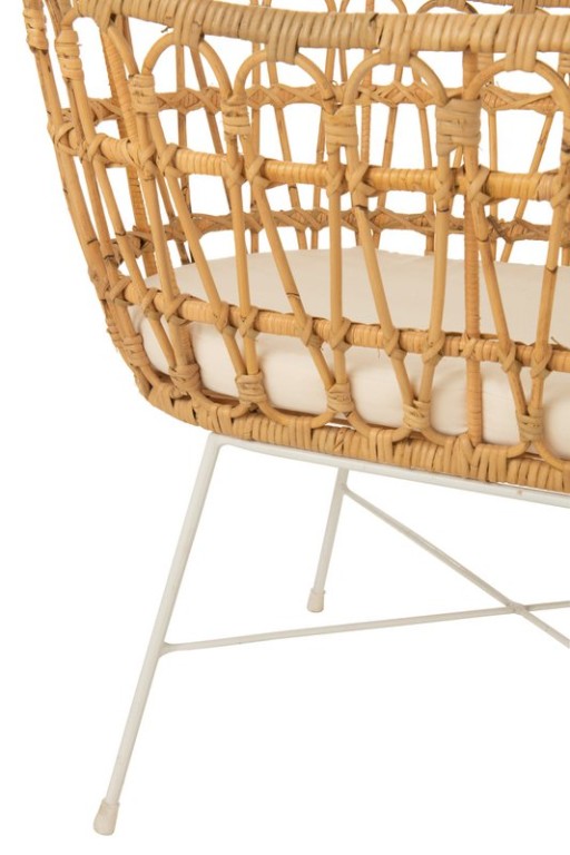 J-Line children's bed + mattress - rattan/metal - natural/white