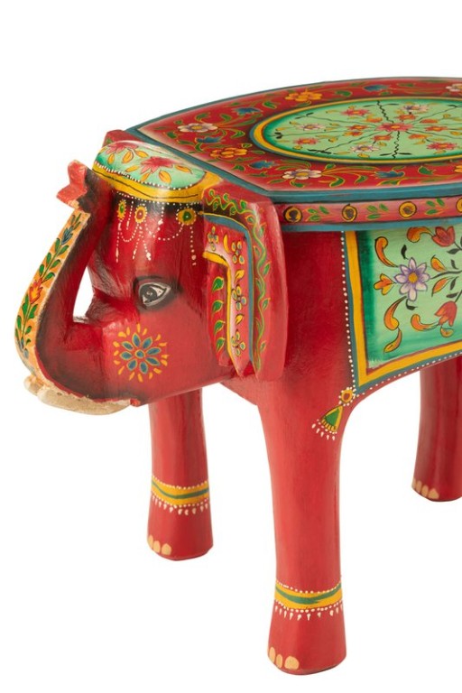 J-Line Stool Elephant Mumbai Mango Wood Mix