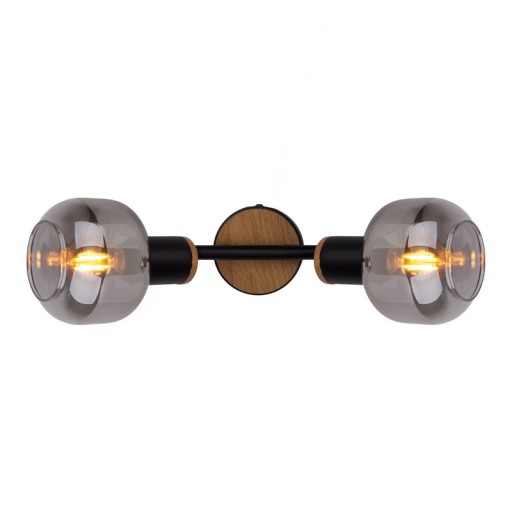 2 SPOT ceiling lamp "Fumoso", metal ceiling lamp and smoke glass in black, and nature, with E14 socket, for dining room, living room, hallway or office, 40 x 20 cm