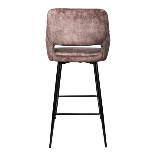 Fallon Velvet Brown Bar Stool Black Metal Leg KD
