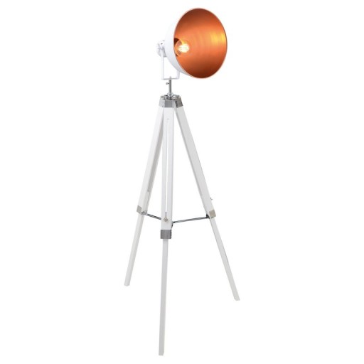 Standing lamp three-legged "" Christie "" made of metal and white painted Hol, E27, 90-130cm high