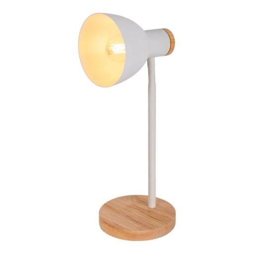 "Marie" desk lamp made of metal and wood, E14, white, 36.5 cm high