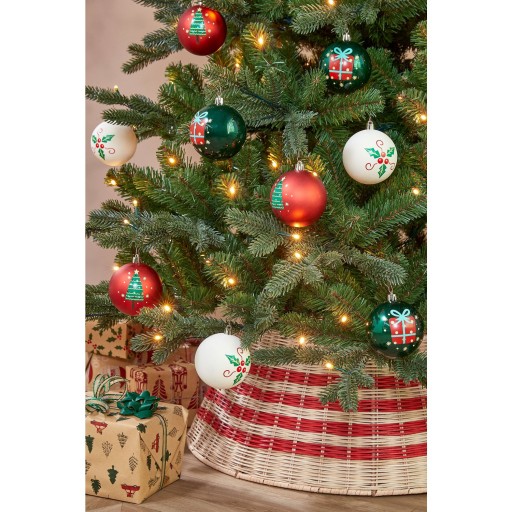 Kerstballen Set - 9 Stuks - Ø8 cm - Onbreekbaar - Wit, Rood, Groen