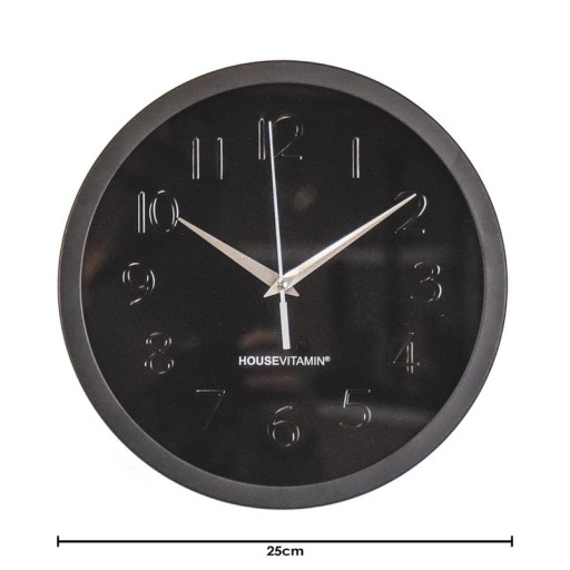 Wall Clock - Metal/Glass - Black - 25x4,2x25cm