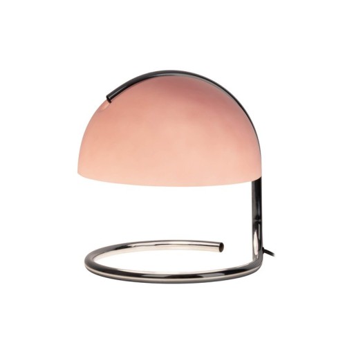 Table lamp "Burano" pink, approx. 25 cm high, Ø 23.5 cm, made of chrome -colored metal and pink glass, E27.