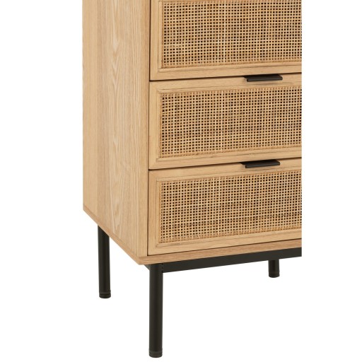 J-Line kast 5 Lades - hout/metaal - naturel/zwart