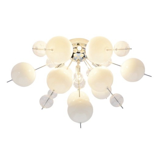 Ceiling lamp "explosion" white made of metal and glass, G9 versions, ceiling lamp for dining room, living room, hallway or office, Ø57 cm