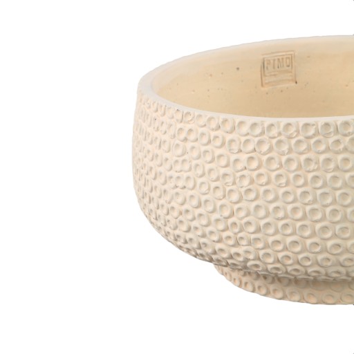 Laim Cream Cement Round Bowl Dots Pattern L